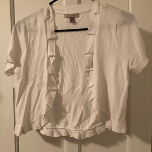 White short sleeve cardigan